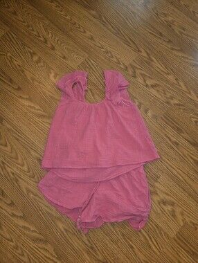 Women's Japna Pink Ruffle Strap Lounge Set